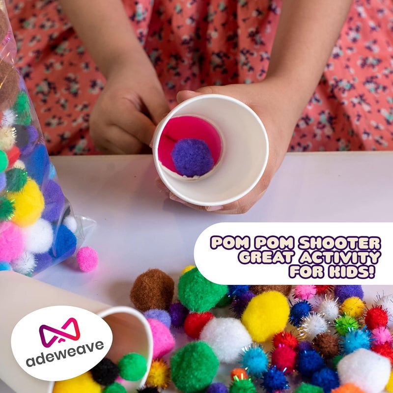 adeweave 1000 Assorted Pom poms – Soft and Fluffy Craft Pom Pom Balls – Multicolor Craft Supplies Pompoms for Arts and Crafts in a Reusable Box, Large Puff Ball Ideal for DIY and School Activities - Image 3